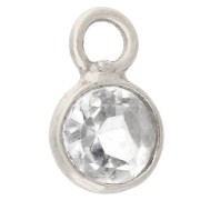 Dije redondo facetado de 4,5 mm con piedra preciosa - Plata 925 - Cristal de roca