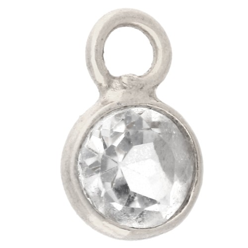 Dije redondo facetado de 4,5 mm con piedra preciosa - Plata 925 - Cristal de roca