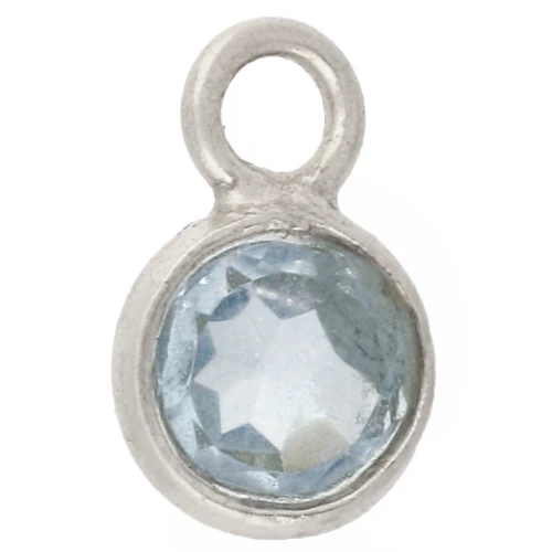 Dije redondo facetado de 4,5 mm de piedra preciosa, plata de ley 925 - Topacio azul