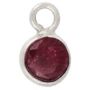 Dije redondo facetado de 4,5 mm de piedra preciosa - Plata 925 - Rubí