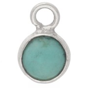Dije redondo de 4,5 mm con piedra preciosa - Plata 925 - Turquesa x1