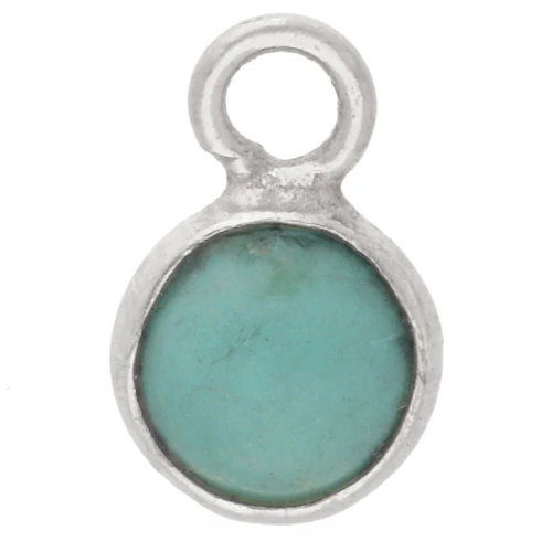 Dije redondo de 4,5 mm con piedra preciosa - Plata 925 - Turquesa x1