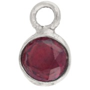 Dije redondo facetado de 4,5 mm con piedra preciosa - Plata 925 - Granate x1