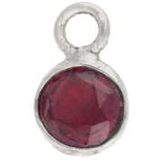 Dije redondo facetado de 4,5 mm con piedra preciosa - Plata 925 - Granate x1