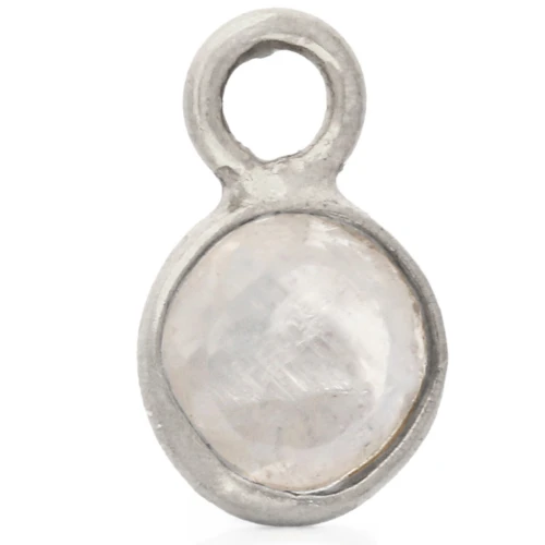 Dije redondo facetado de 4,5 mm con piedra preciosa - Plata 925 - Piedra lunar
