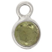 Dije redondo facetado de 4,5 mm con piedra preciosa - Plata 925 - Peridoto