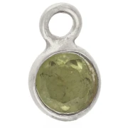 Dije redondo facetado de 4,5 mm con piedra preciosa - Plata 925 - Peridoto