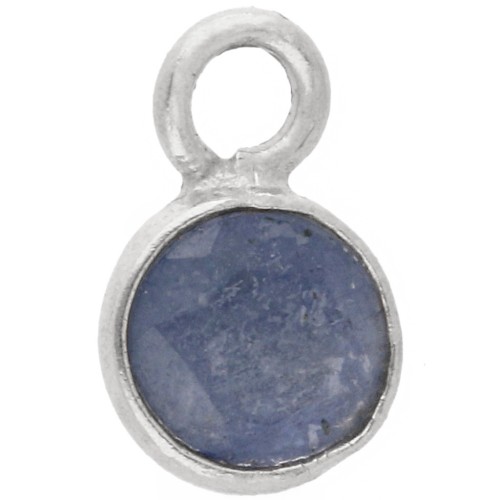 Dije redondo facetado de 4,5 mm de piedra preciosa - Plata 925 - Zafiro