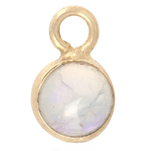 Dije redondo de 4,5 mm con piedra preciosa - Plata 925 dorada en oro fino - Ópalo
