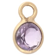 Dije redondo facetado de 4,5 mm con piedra preciosa - Plata 925 dorada en oro fino - Amatista
