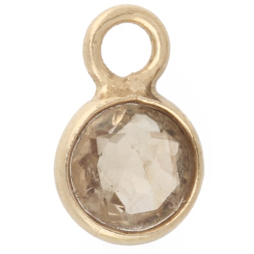 Dije redondo facetado de 4,5 mm con piedra preciosa - Plata 925 dorada en oro fino - Citrino