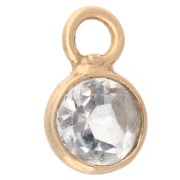 Dije redondo facetado de 4,5 mm con gema - Plata 925 dorada en oro fino - Cristal de roca