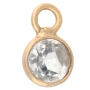 Dije redondo facetado de 4,5 mm con gema - Plata 925 dorada en oro fino - Cristal de roca
