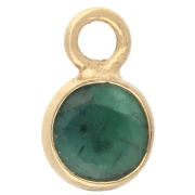 Dije redondo facetado de 4,5 mm con gema - Plata 925 dorada en oro fino - imitación de esmeralda