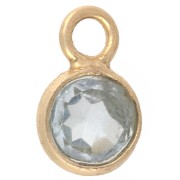 Dije redondo facetado de 4,5 mm, imitación de gema, plata 925 dorada en oro fino, Hydro Blue Topaz