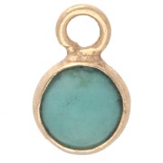 Dije redondo de 4,5 mm con piedra preciosa - Plata 925 dorada en oro fino - Turquesa x1