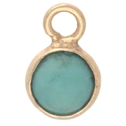 Dije redondo de 4,5 mm con piedra preciosa - Plata 925 dorada en oro fino - Turquesa x1