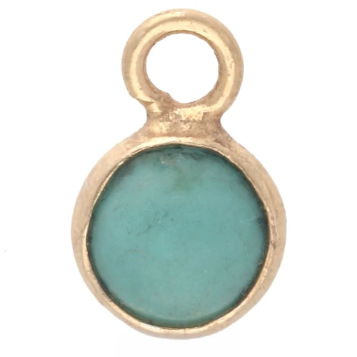 Dije redondo de 4,5 mm con piedra preciosa - Plata 925 dorada en oro fino - Turquesa x1