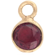 Dije redondo facetado de 4,5 mm con piedra preciosa - Plata 925 dorada en oro fino - Granate