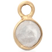 Dije redondo facetado de 4,5 mm con piedra preciosa, plata 925 dorada en oro fino - Piedra lunar