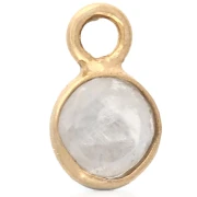 Dije redondo facetado de 4,5 mm con piedra preciosa, plata 925 dorada en oro fino - Piedra lunar