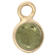 Dije redondo facetado de 4,5 mm con piedra preciosa - Plata 925 dorada en oro fino - Peridoto