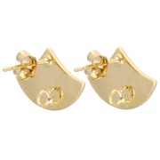 Pendientes estilo oriental con aros abiertos 12 mm - Dorado con oro fino x2