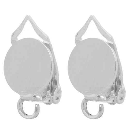 Pendientes de clip con placa de 8 mm para orejas sin perforar - Plata 925 x2