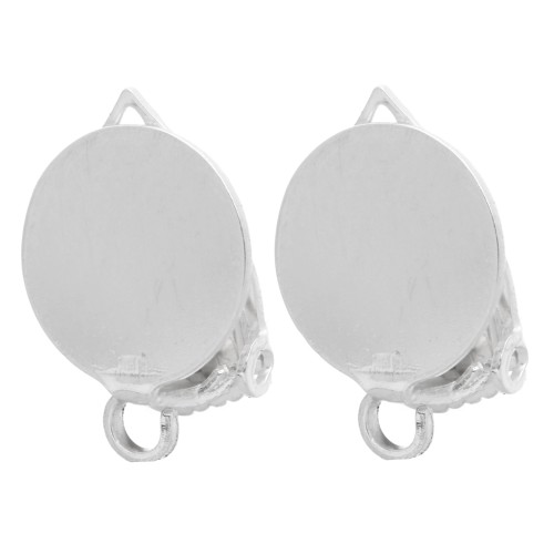 Pendientes de clip con placa de 10,5 mm para orejas sin perforar - Plata 925 x2