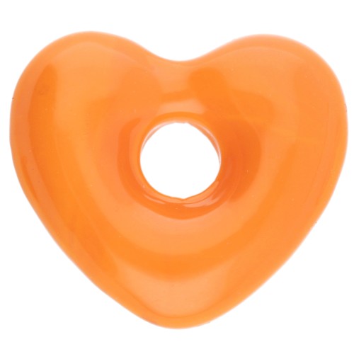 Colgante corazón de cristal opaco 14x15 mm - Naranja x1