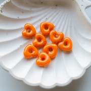Colgante corazón de cristal opaco 14x15 mm - Naranja x1