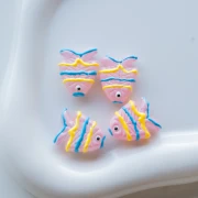 Cuenta pez de vidrio 22x19 mm - Rosa claro - Amarillo - Azul x1