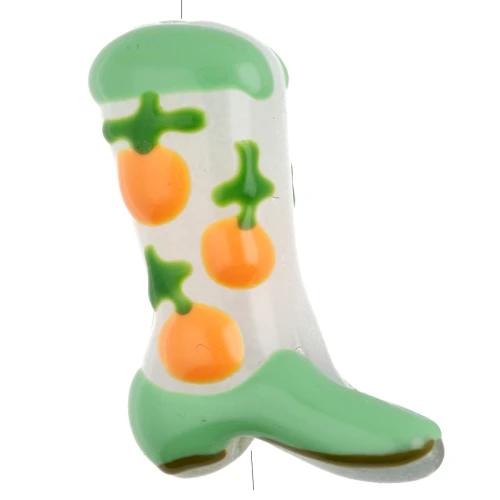 Perla Santiag - bota vaquera 24x17 mm cristal - Motivo frutal - Verde - Melocotón