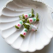 Perla Santiag - bota vaquera 24x17 mm cristal - Motivo floral - Caqui - Rosa