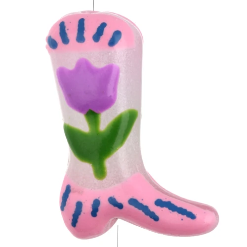 Perla Santiag - bota vaquera 24x17 mm cristal - Flor - Rosa - Lila