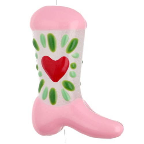 Perla Santiag - bota vaquera 24x17 mm cristal - Corazón - Rosa - Verde