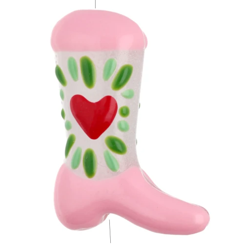 Perla Santiag - bota vaquera 24x17 mm cristal - Corazón - Rosa - Verde