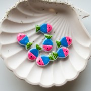 Cuenta pez de vidrio 20x13 mm - Rosa - Azul oscuro - Verde x1