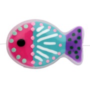 Cuenta pez de vidrio 20x13 mm - rayas y lunares - Rosa - Turquesa - Violeta