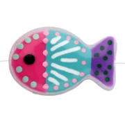 Cuenta pez de vidrio 20x13 mm - rayas y lunares - Rosa - Turquesa - Violeta