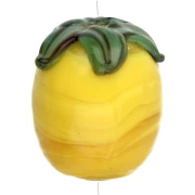 Cuenta de vidrio Limón 13x11 mm - Amarillo - Hoja verde x1