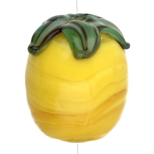 Cuenta de vidrio Limón 13x11 mm - Amarillo - Hoja verde x1