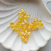 Cuenta libélula 19x17 mm en vidrio translúcido - Amarillo x1