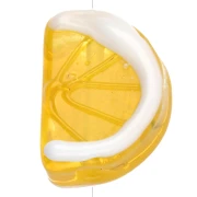 Cuenta rodaja de limón 18x13 mm en vidrio - Amarillo - Blanco x1