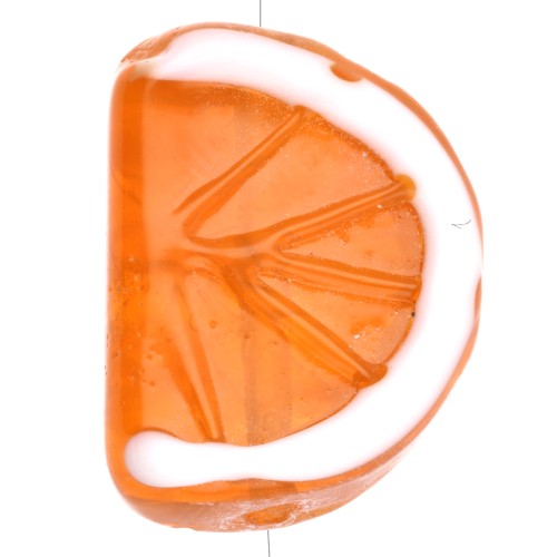 Cuenta naranja 18,5x13 mm en vidrio - Naranja - Blanco x1