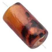 Cuentas de cristal 16x9 mm - Marrón jaspeado - Purpurina x4|raw }}