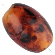 Cuentas de cristal ovaladas 16x11 mm - Marrón jaspeado - Purpurina x4