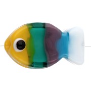 Cuenta de pez de vidrio 20,5x12 mm - Rayado - Amarillo - Verde - Marrón x1