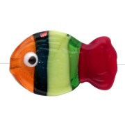 Cuenta pez de vidrio 21x13 mm - Rayada - Naranja - Verde - Roja x1