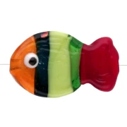 Cuenta pez de vidrio 21x13 mm - Rayada - Naranja - Verde - Roja x1